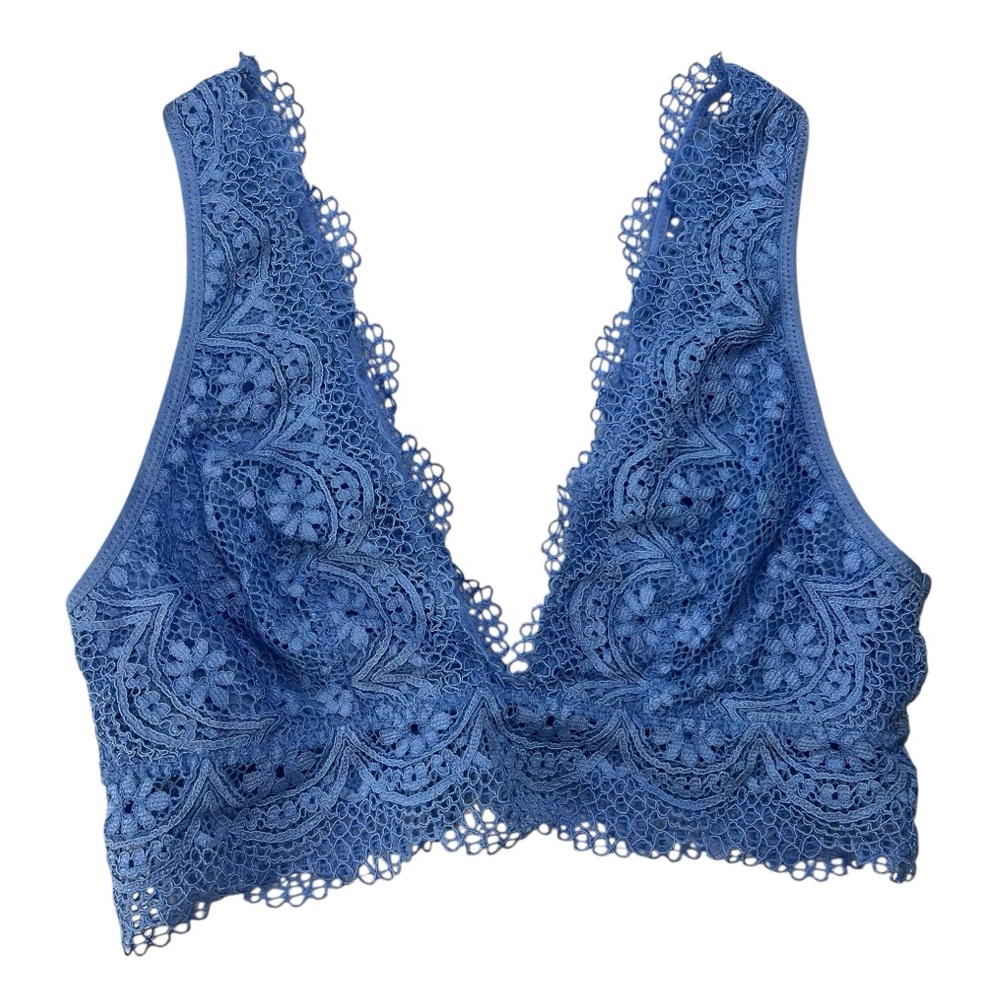 Victoria's Secret Body By Victoria Lace Bralette Size Medium Floral Light Blue